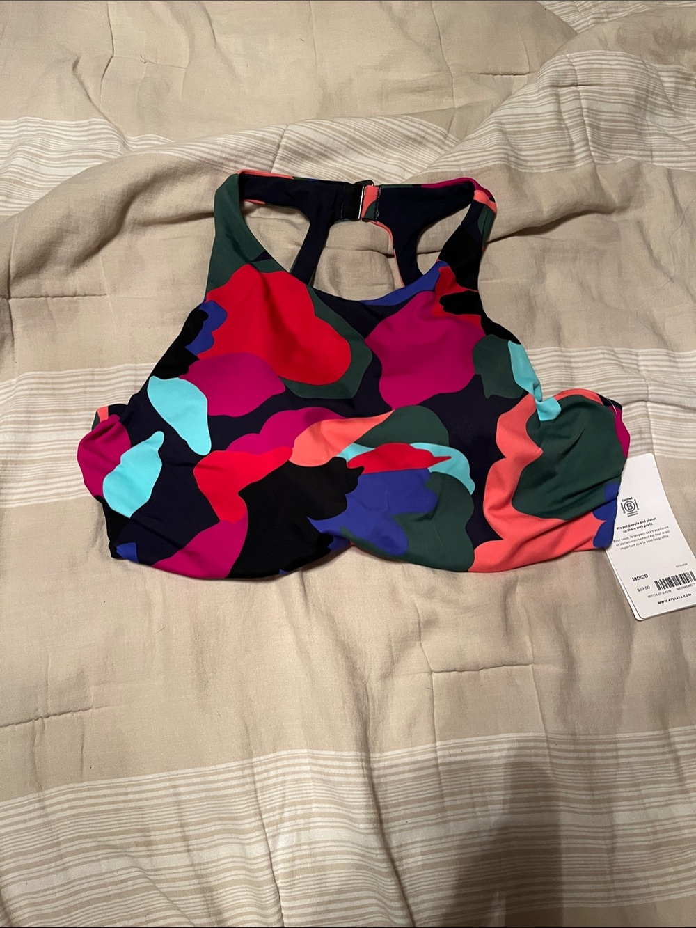 Athleta Multicolor Maldives Abstract Swim Bikini Top - Pink, Red, Teal, Navy